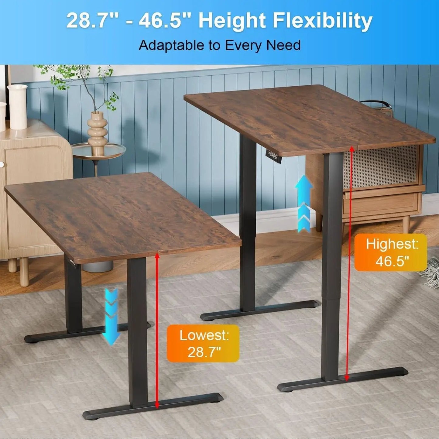55 Inch Electric Height Adjustable Gaming Desk Brown from PriceLows™