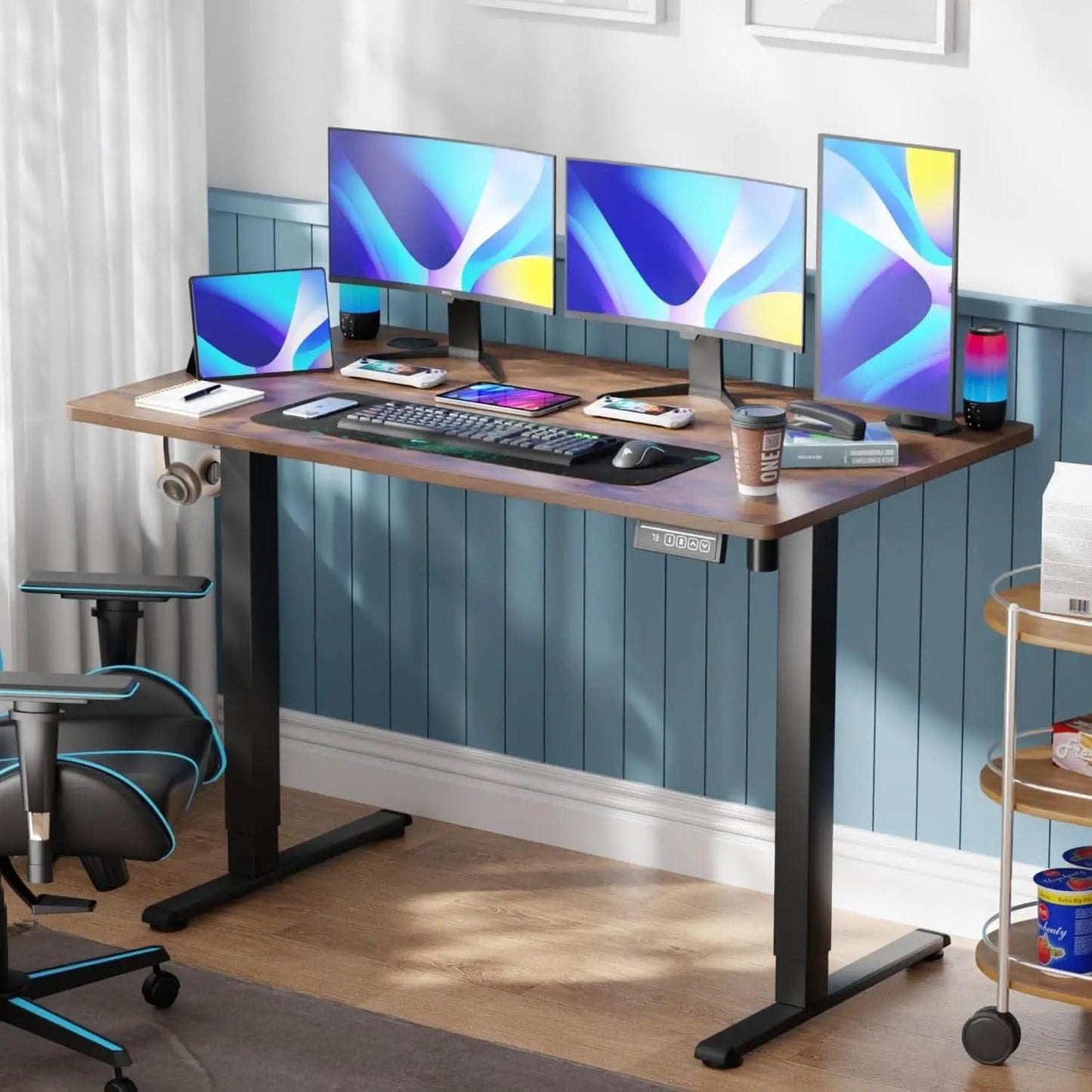 55 Inch Electric Height Adjustable Gaming Desk Brown from PriceLows™