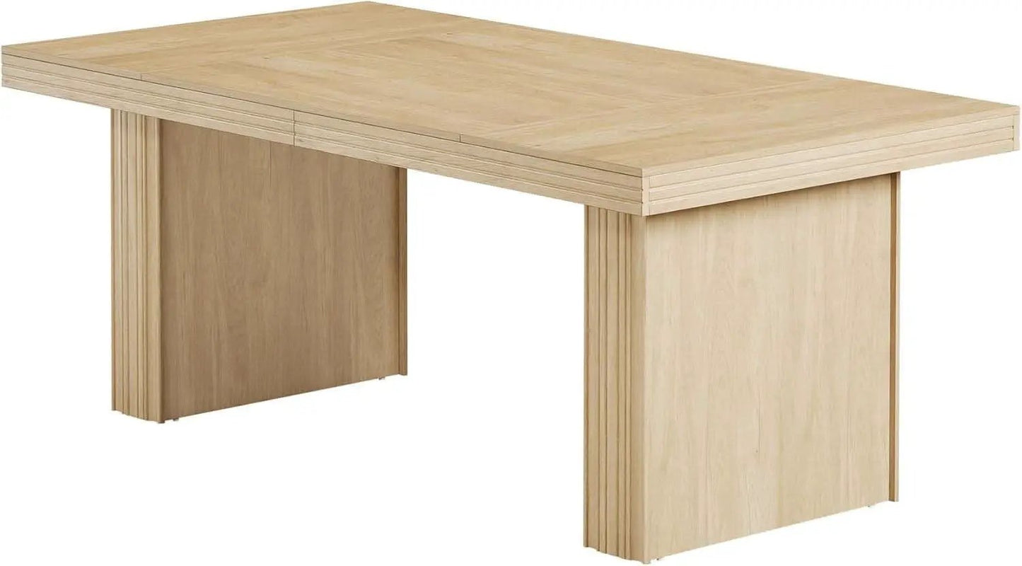 63 Inch Farmhouse Dining Table Seats 6 With Fluted Lines from PriceLows™