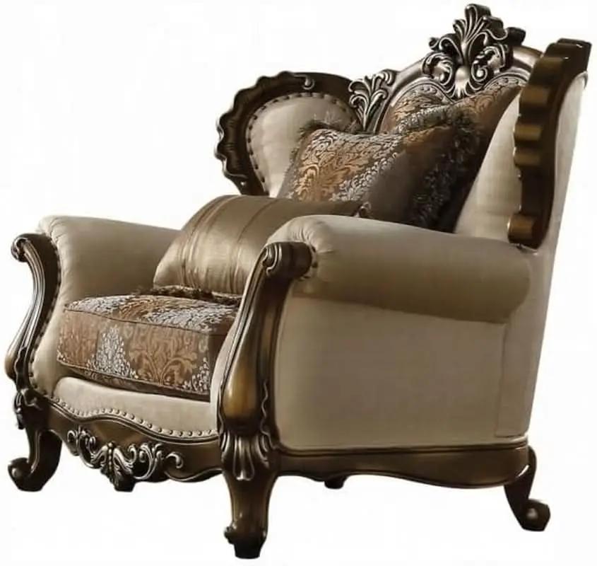 4 Piece Living Room Set Tan And Antique Oak Traditional from PriceLows™