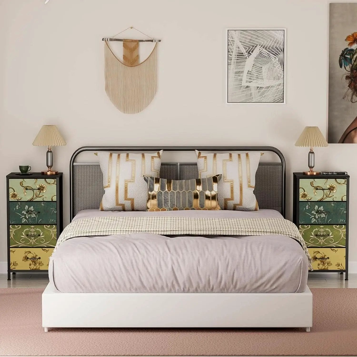 4 Drawer Dresser Nightstand With Wood Top For Bedroom from PriceLows™