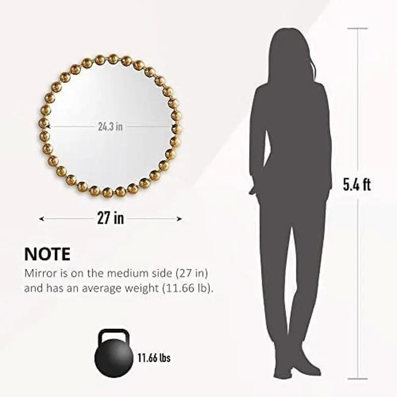 Round Wall Mirror With Gold Metal Frame 27 Inch Entryway from PriceLows™