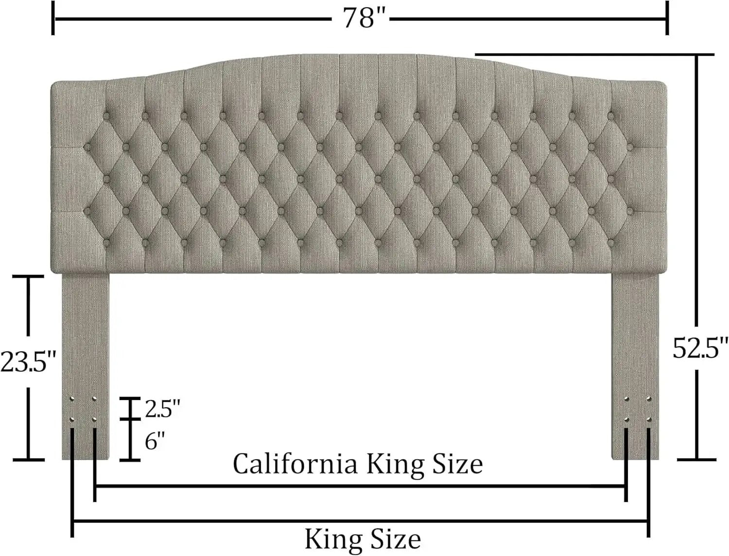Upholstered King Headboard with Tufted Design and Legs from PriceLows™