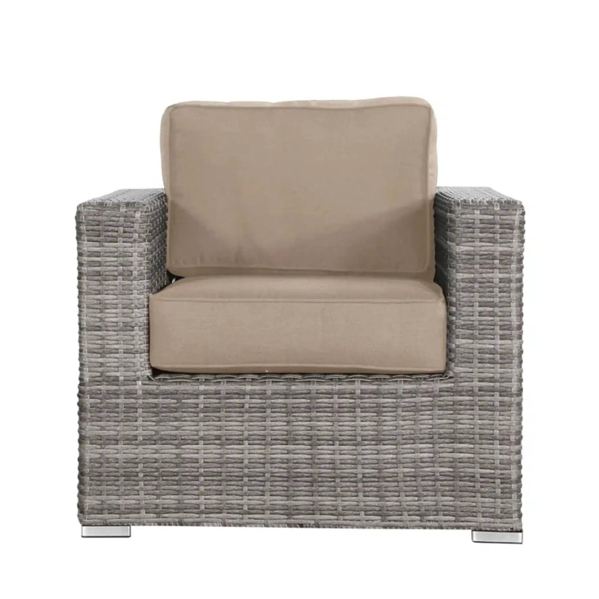 Patio Armchair With Cushions | Four Olefin Cushions | Industrial Accents | Weather-Resistant Build
