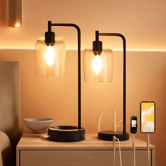 Industrial Touch Table Lamps 2 Pack Black 3 Way Dimming from PriceLows™