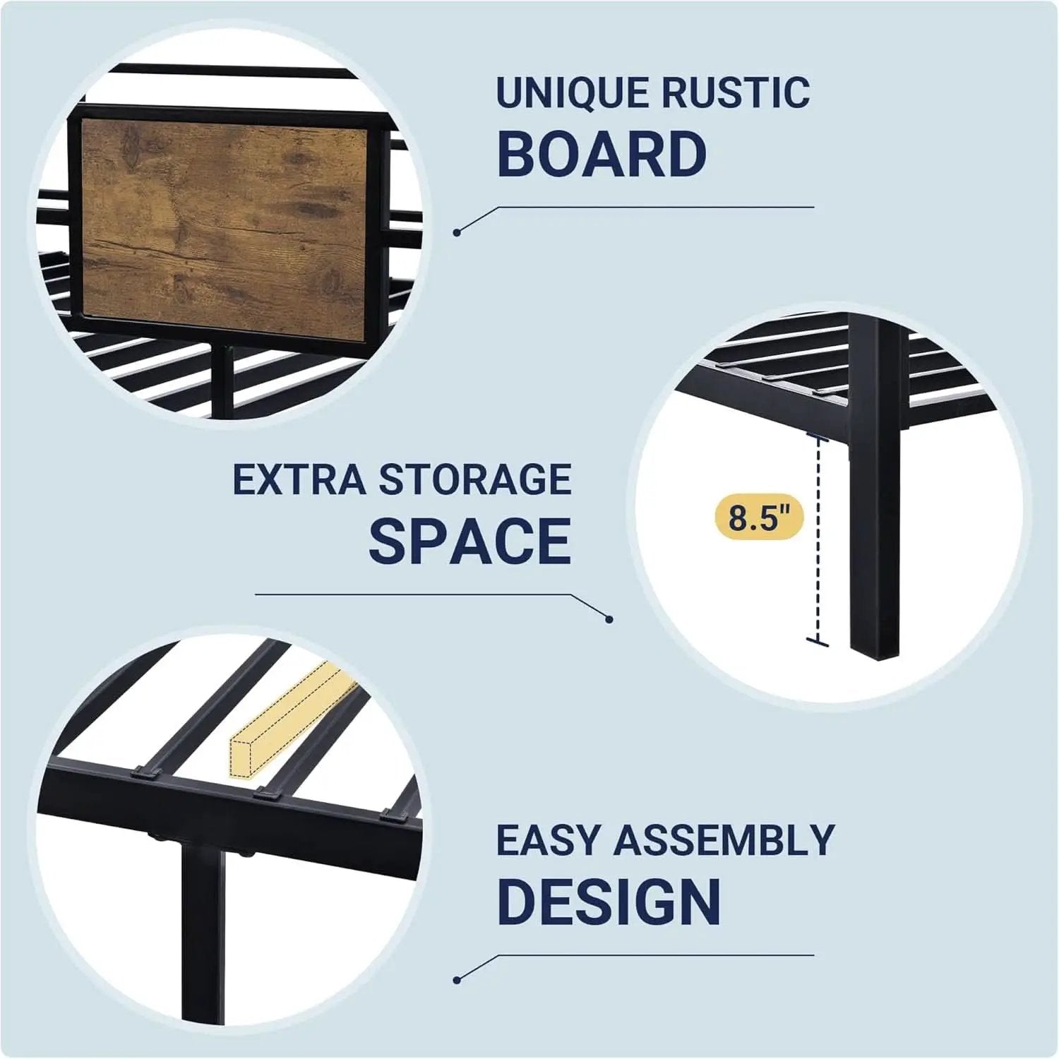 Twin Over Twin Bunk Bed Black Space Saving Metal Frame from PriceLows™