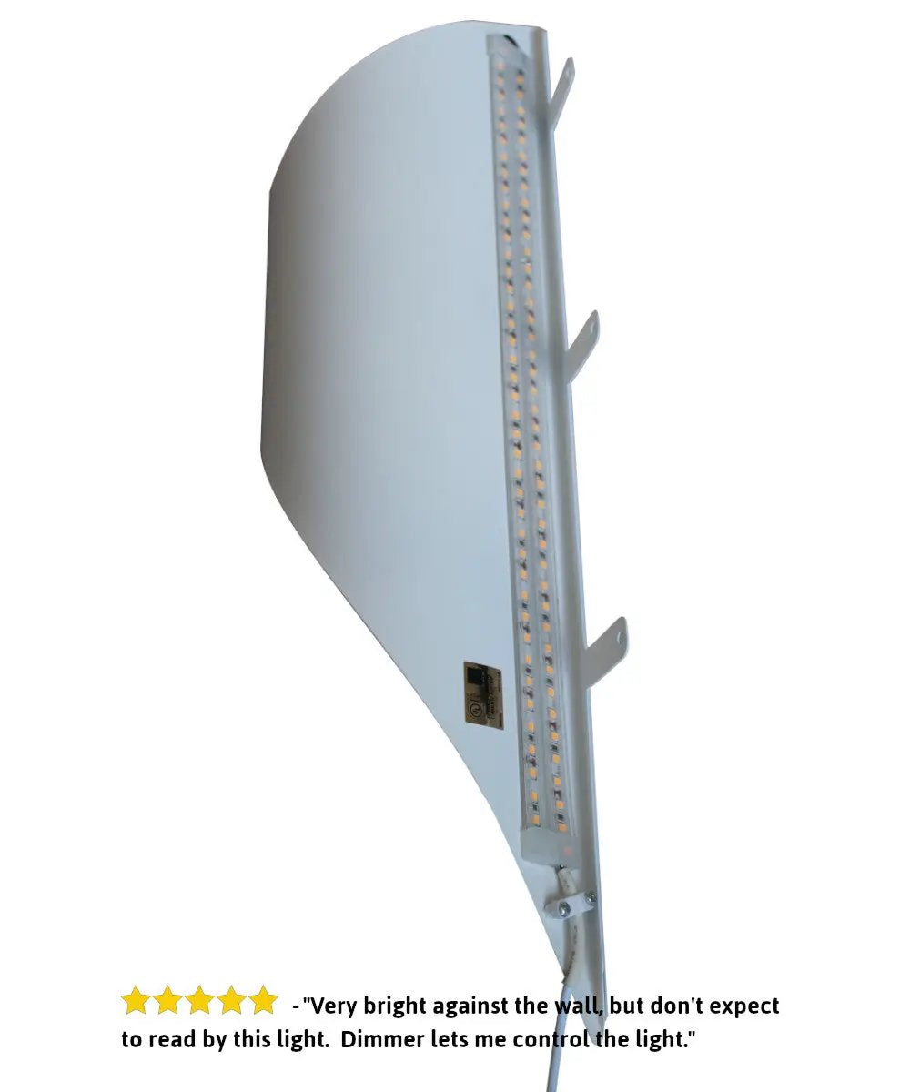 LED Corner Light | 18 Inch Height | White Curved Metal | Big Reveal Design