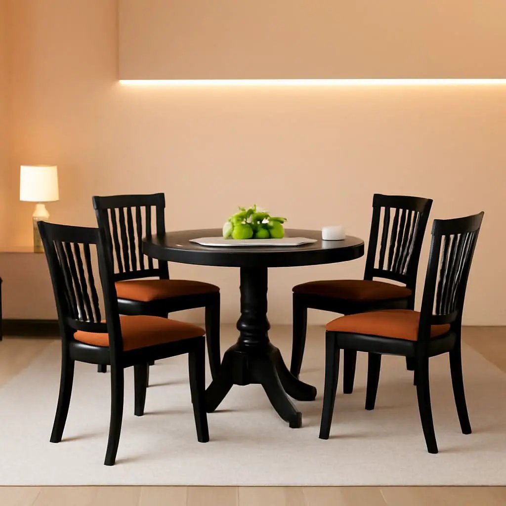 5 Piece Drop Leaf Dining Table Set Black Faux Leather from PriceLows™