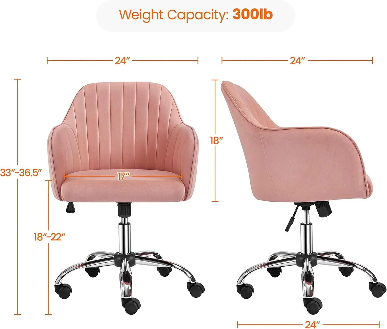 Pink Desk Chair With Adjustable Height For Home Office from PriceLows™