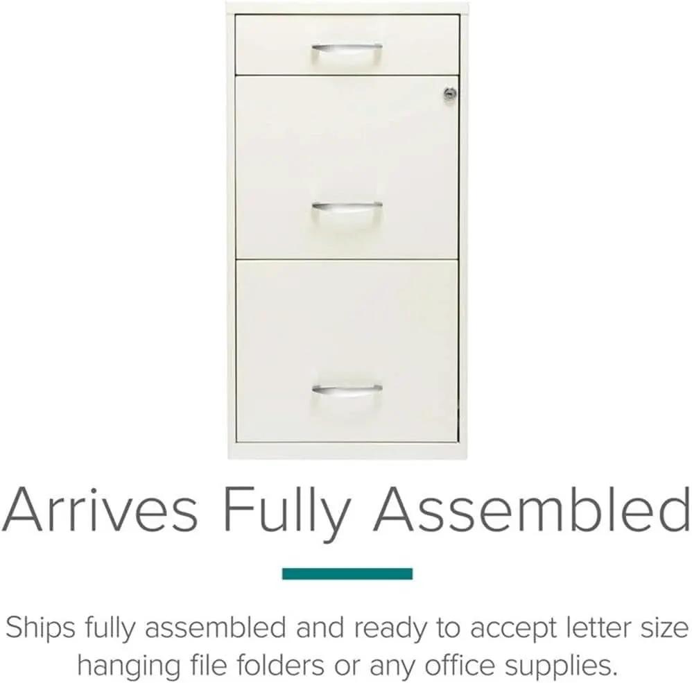 3 Drawer 27.32 Inch White Metal Filing Cabinet Lockable Preassembled For Legal And Letter Size from PriceLows™