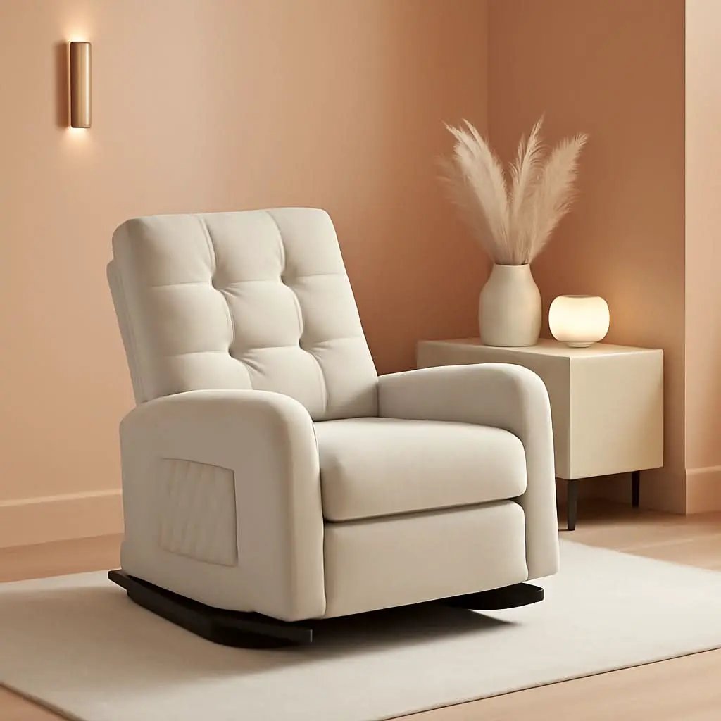 Beige Fabric Manual Recliner Chair for Home Theater from PriceLows™