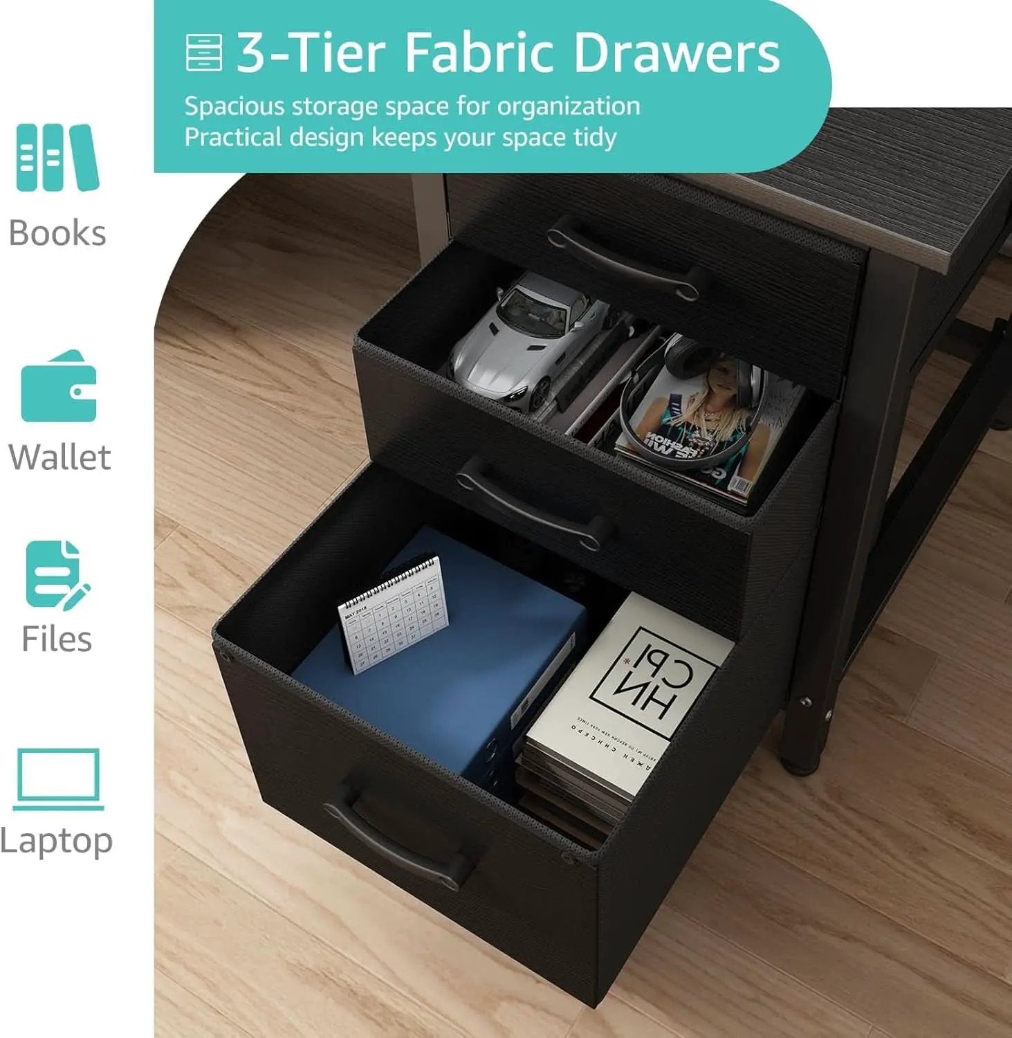 47 Inch Computer Desk With File Drawers For Small Space from PriceLows™