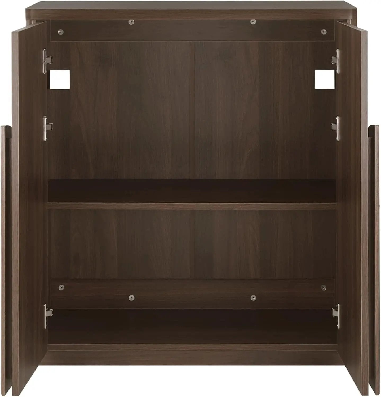 Walnut Sideboard Buffet Cabinet With Generous Storage And Wave Pattern Doors