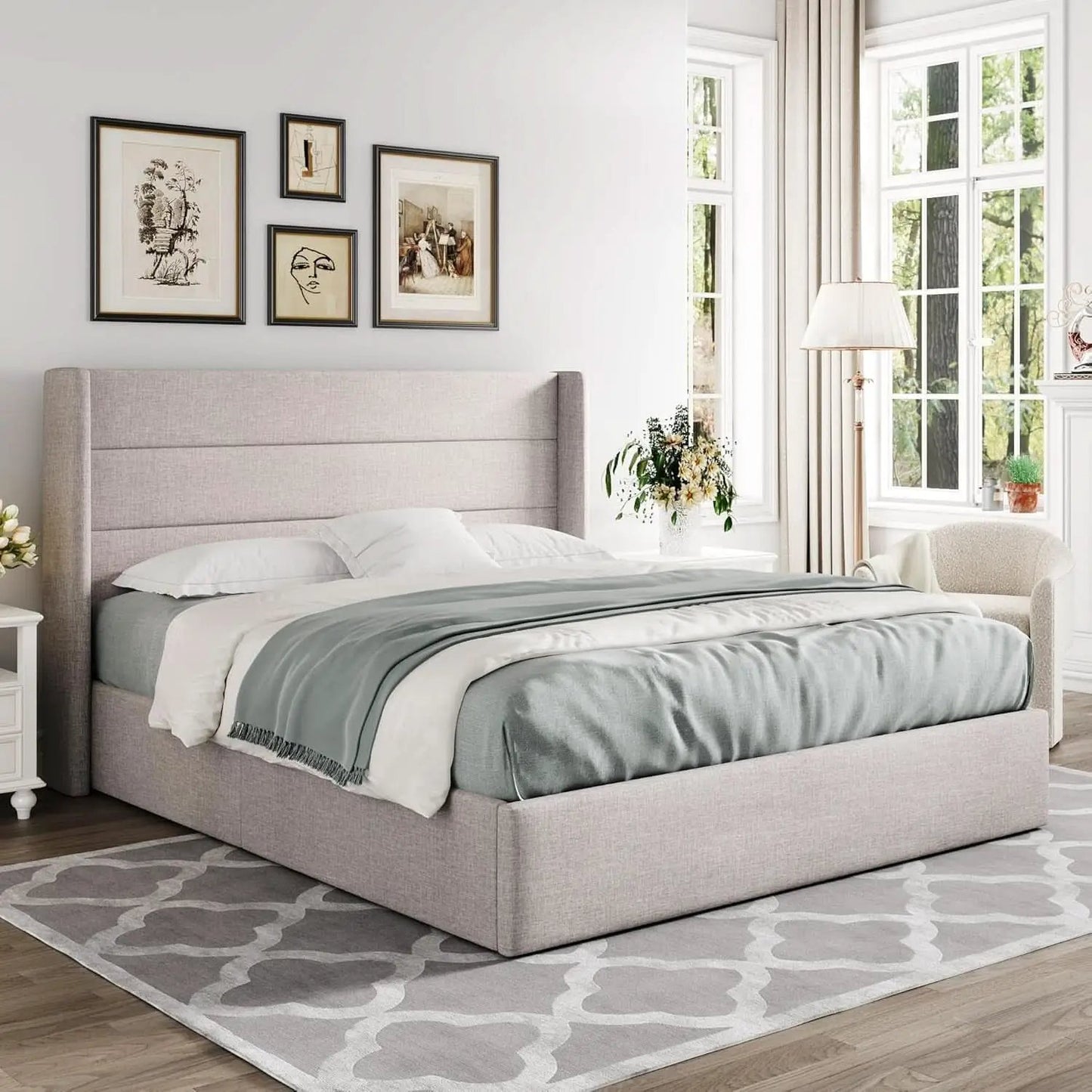 Queen Size Lift Up Storage Bed With Hydraulic Headboard from PriceLows™