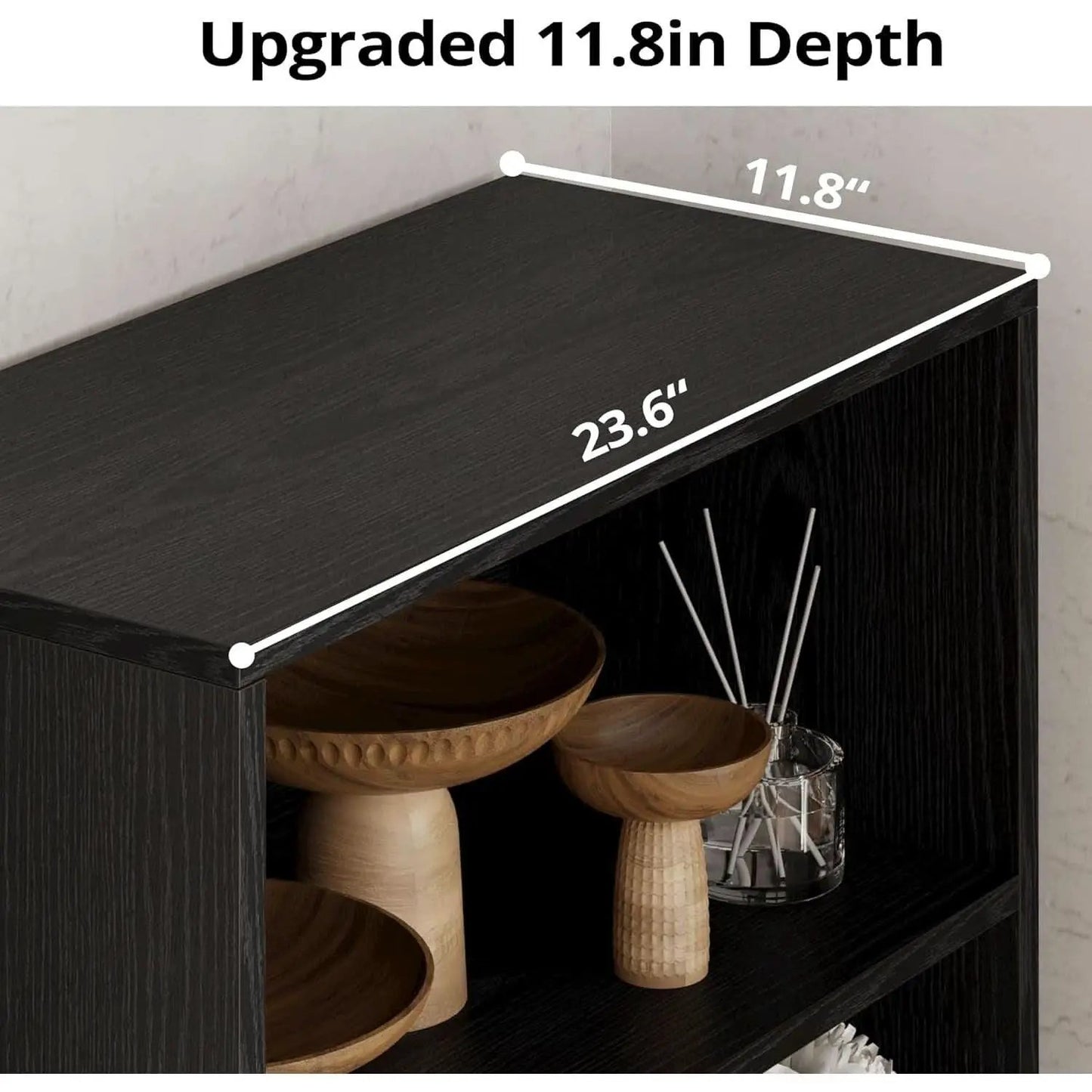 Industrial Bookshelf With Doors 11.8 Inch Depth 5 Shelves from PriceLows™