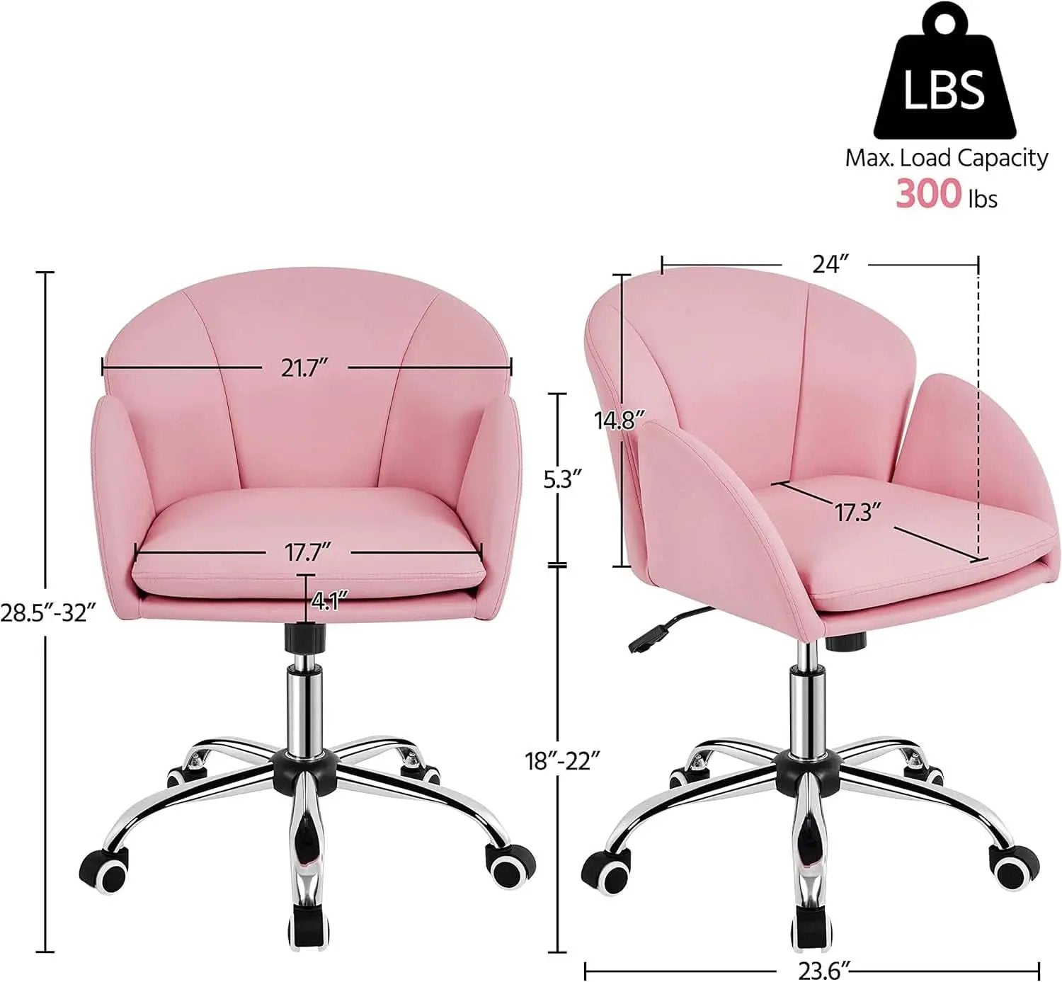 Pink Petal Desk Chair Swivel Upholstered Office Chair from PriceLows™