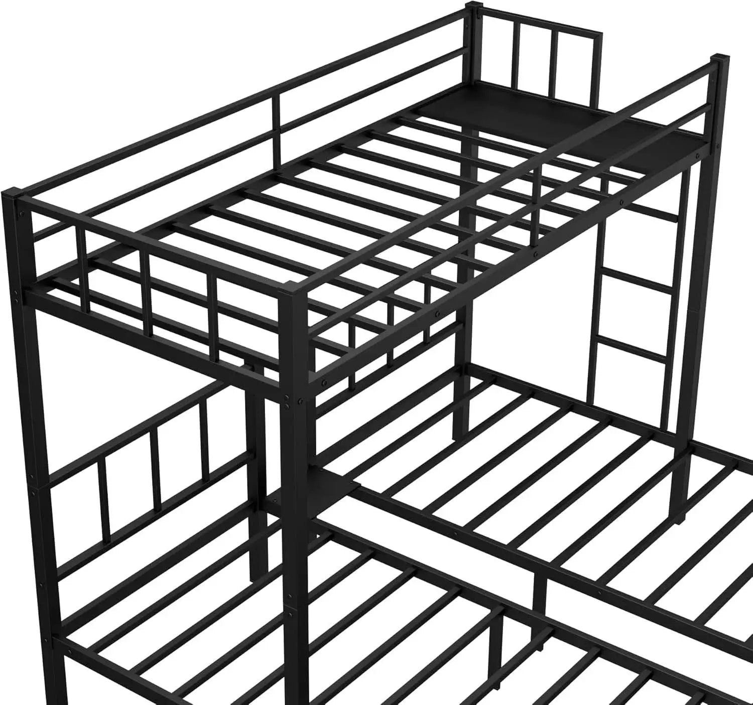 Triple Bunk Bed For Three Kids Built In Desk Black from PriceLows™