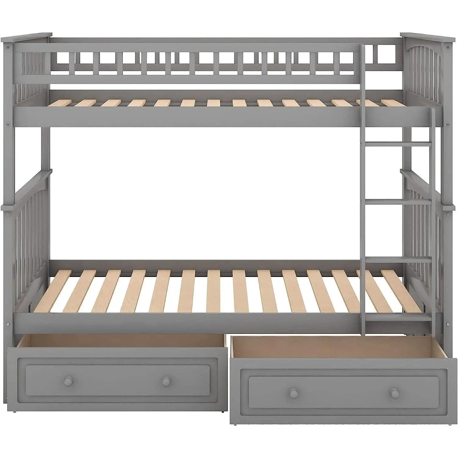 Grey Twin Bunk Bed With Storage Drawers Safety Rail from PriceLows™