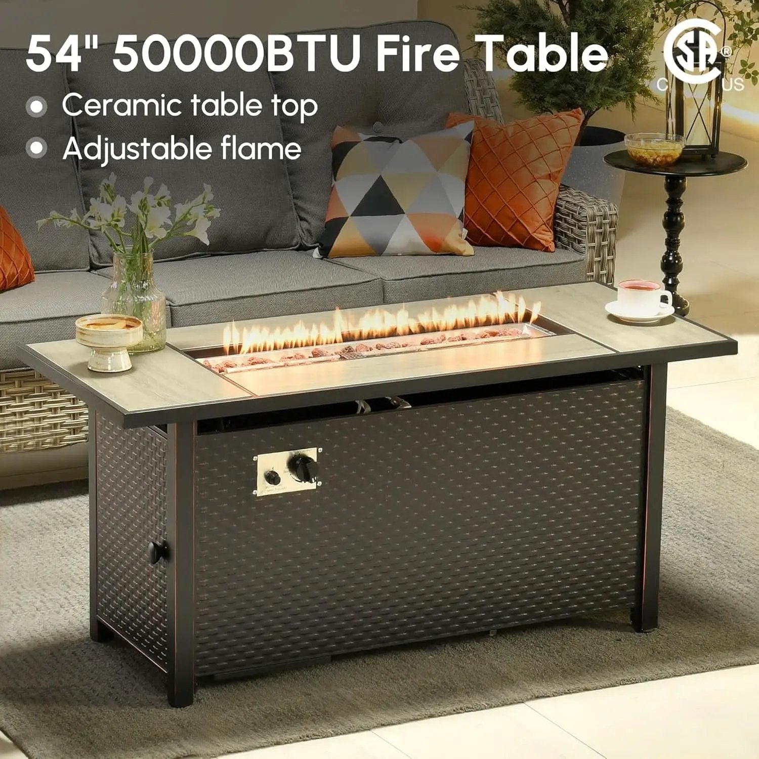 Outdoor Patio Furniture Set with Fire Pit and Ottomans from PriceLows™