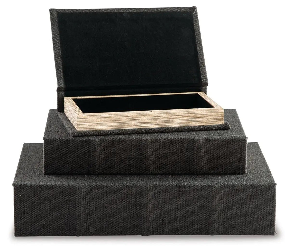 Jolina Keepsake Box Set | Set Of 3 | Linen Cover | Black Velvet Lining