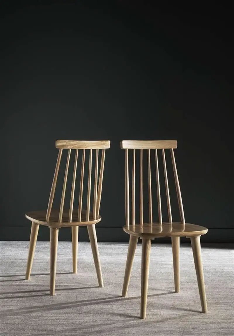 Wood Farmhouse Spindle Dining Chair Natural Finish Set Of 2 from PriceLows™