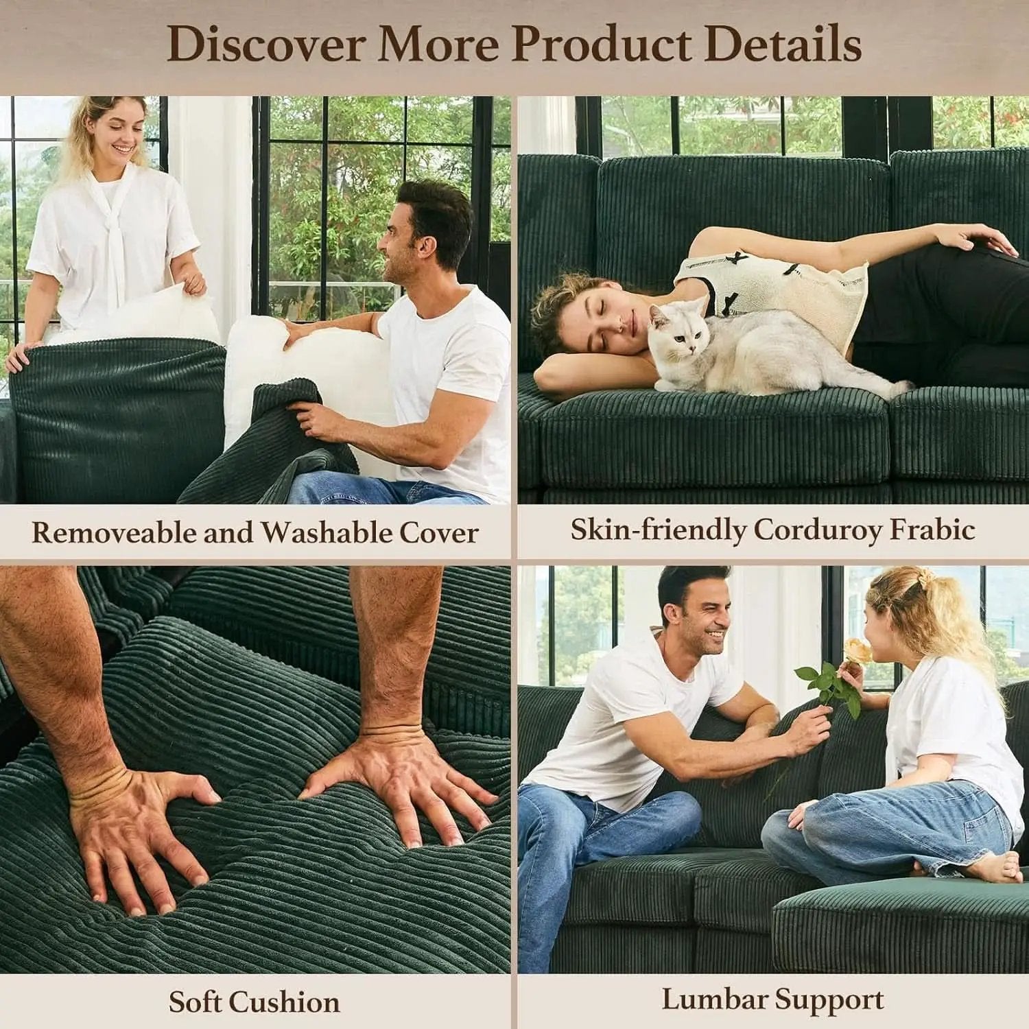 Green Modular Sectional Sofa Featuring Deep Storage from PriceLows™