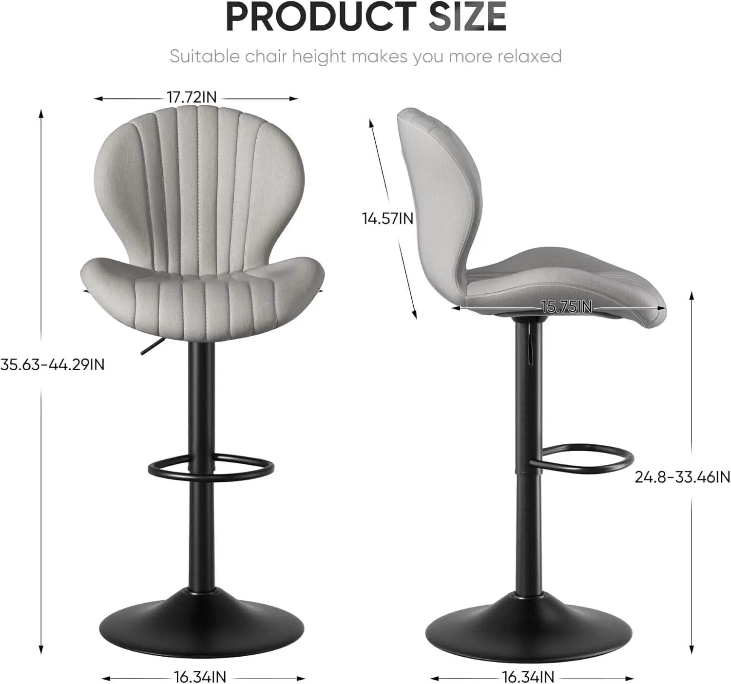 Light Grey Swivel Bar Stools Set Of 3 With High Backrest from PriceLows™