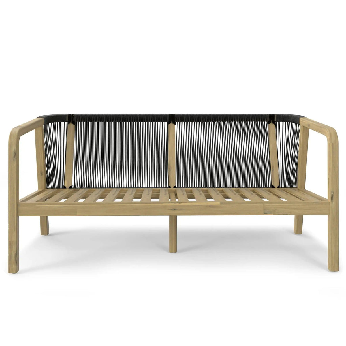 Palmetto Outdoor Sofa | 58.3 x 31.5 x 26 in | Acacia Wood & Fabric | Silver