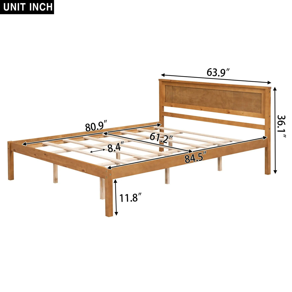 Platform Bed Frame With Headboard | Espresso Finish | Durable Pine Wood