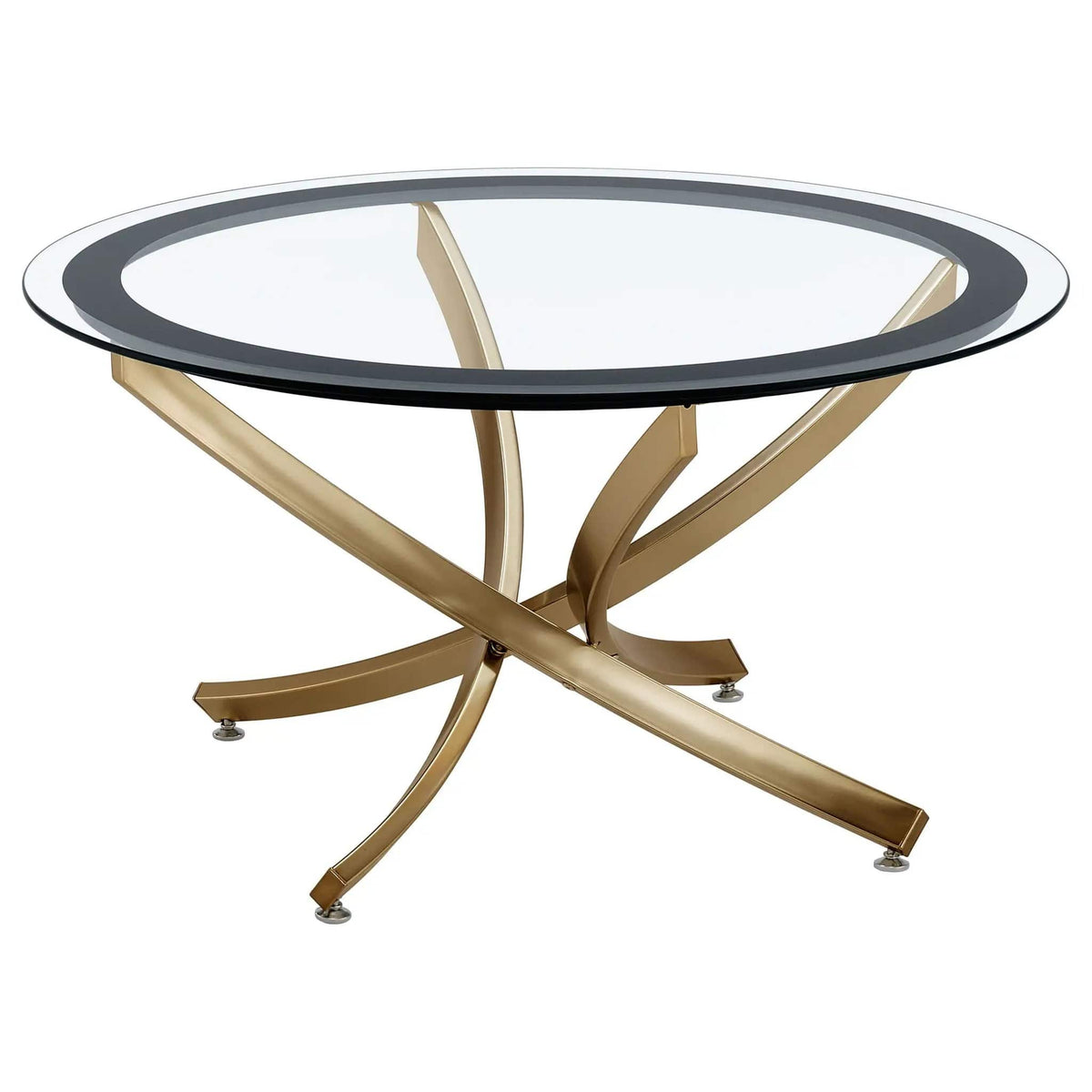 Brooke 2-piece Round Coffee and End Table Set | 2-Piece Set | Tempered Glass & Metal | Rose Brass