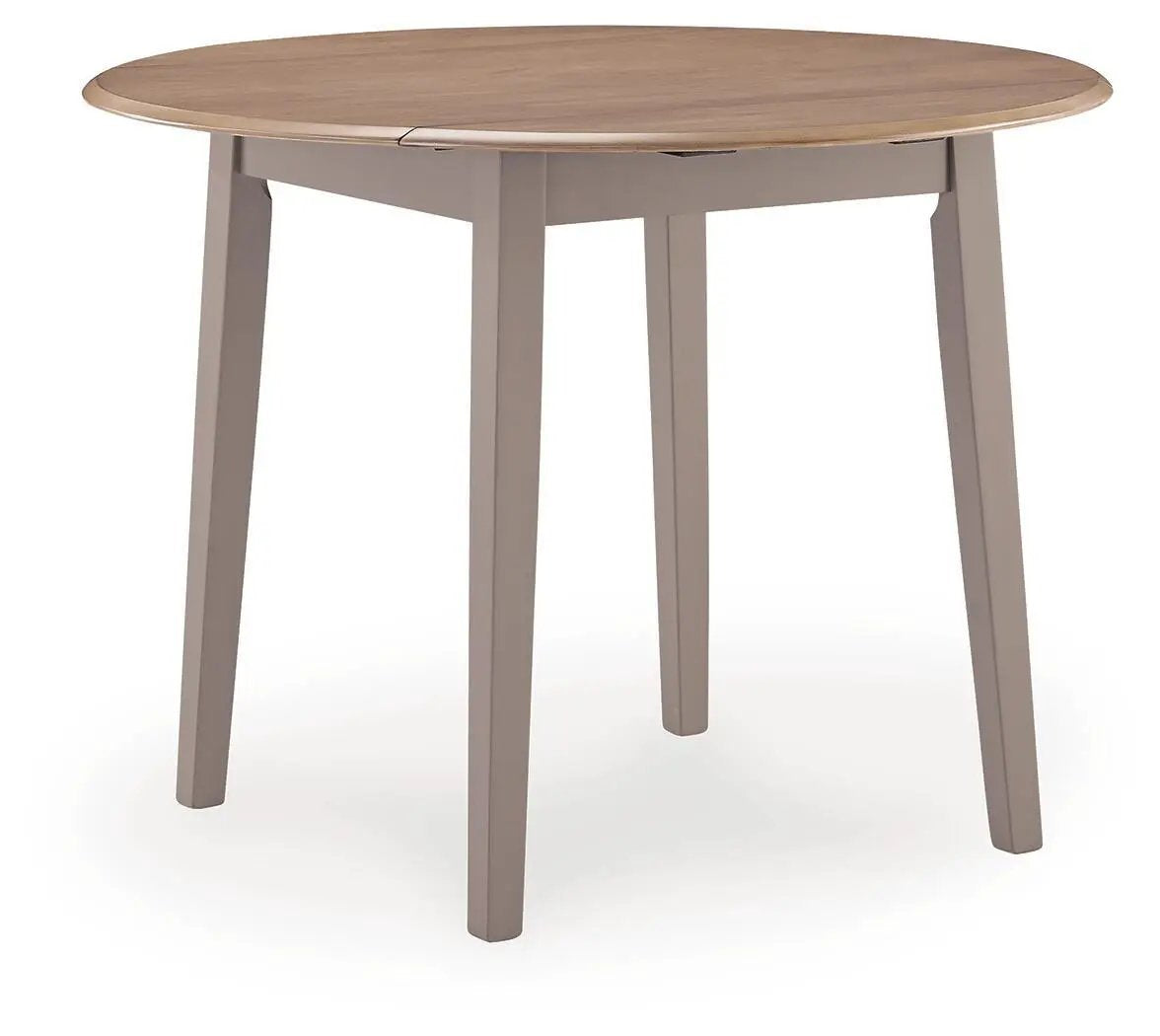Round Drop Leaf Dining Table | Extendable 4 Seat | Natural Gray Finish