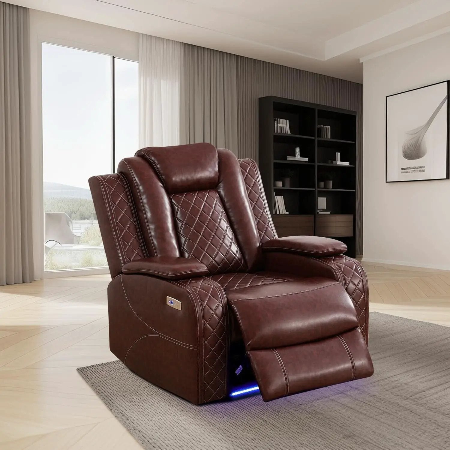 Power Reclining Brown Leather Sofa Set For Living Room from PriceLows™