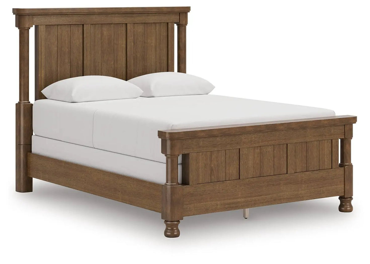 Rowlenstown Poster Bed | Casual Traditional Design | Rubbed Finish | Hefty Silhouette