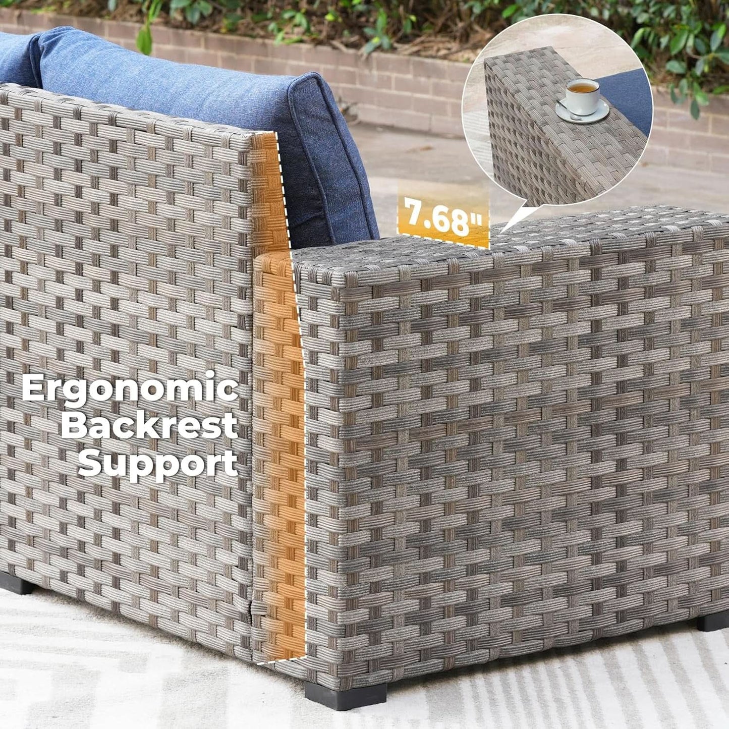 Modular Outdoor Wicker Sofa Set with Fire Pit Table from PriceLows™
