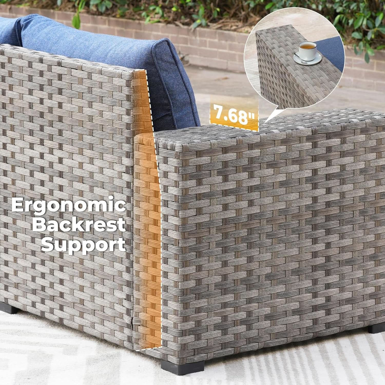 Modular Outdoor Wicker Sofa Set with Fire Pit Table from PriceLows™