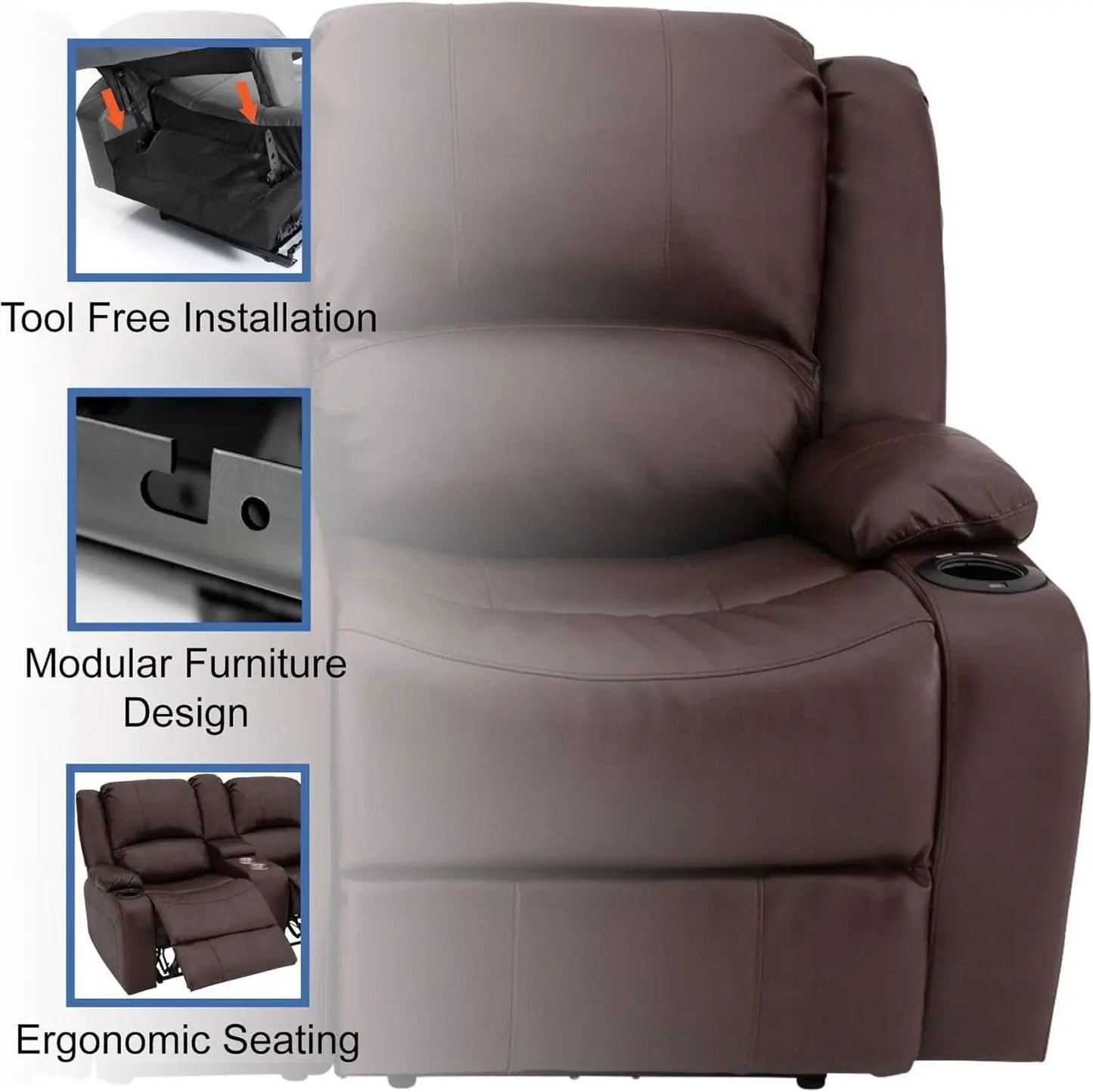 67 Inch Powered RV Wall Hugger Recliner Sofa Mahogany from PriceLows™