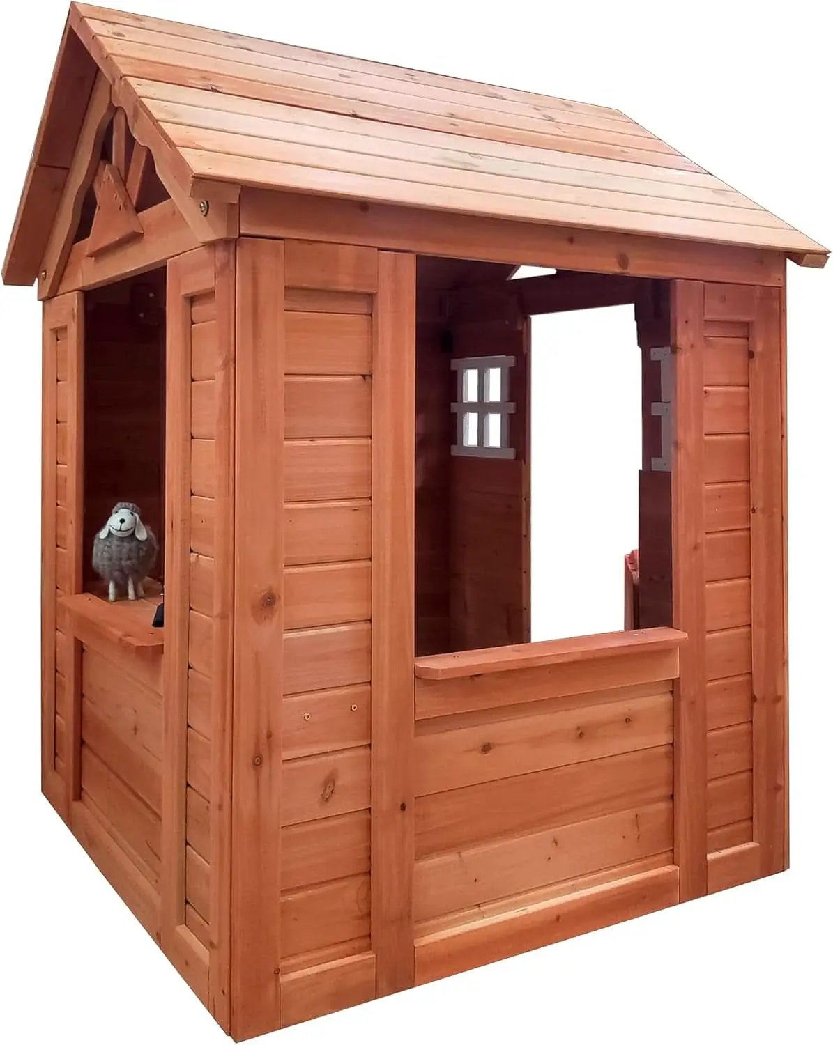 Wooden Outdoor Playhouse With Two Windows Flowerpot from PriceLows™