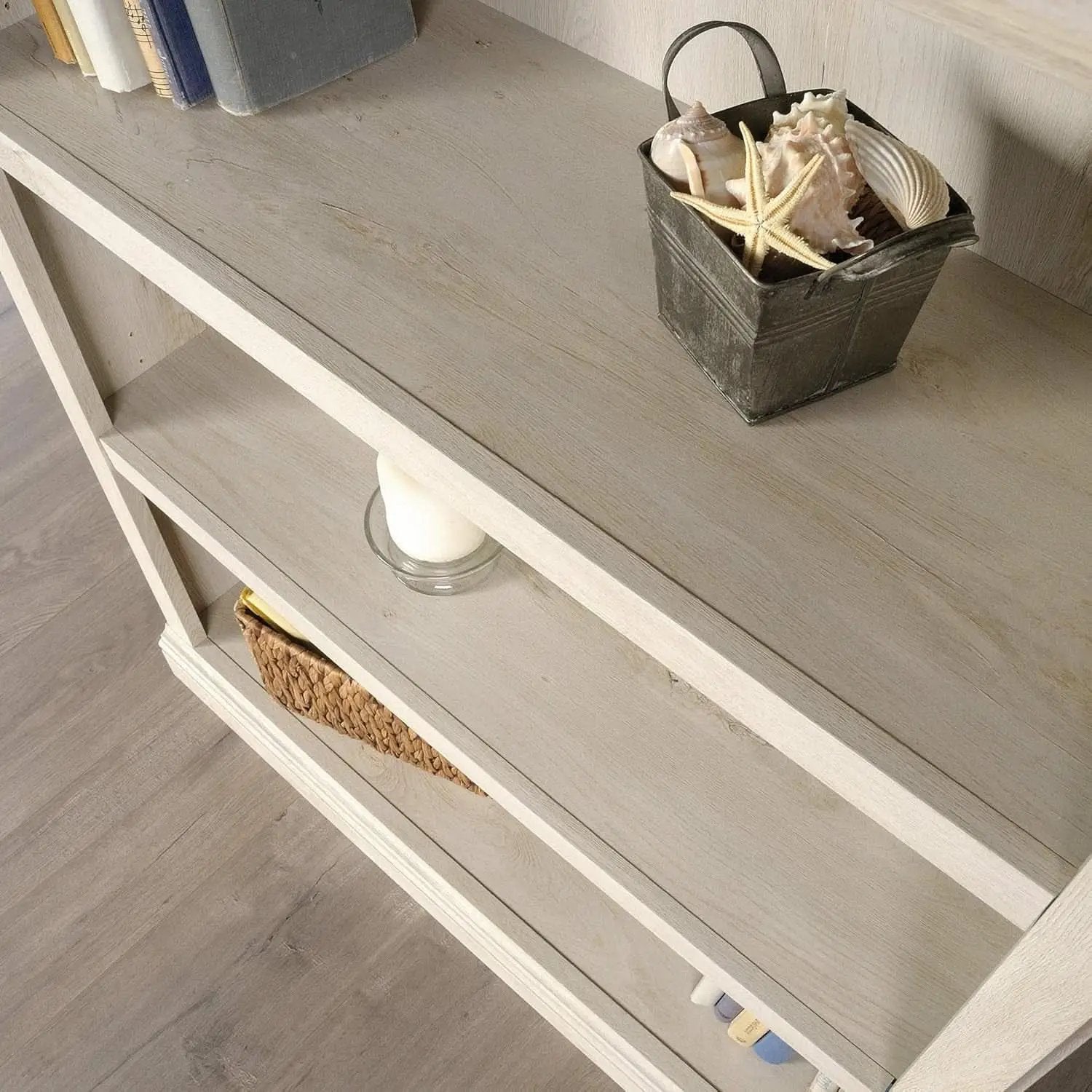 Three Shelf Bookcase Chalked Chestnut Finish With Adjustable Shelves from PriceLows™