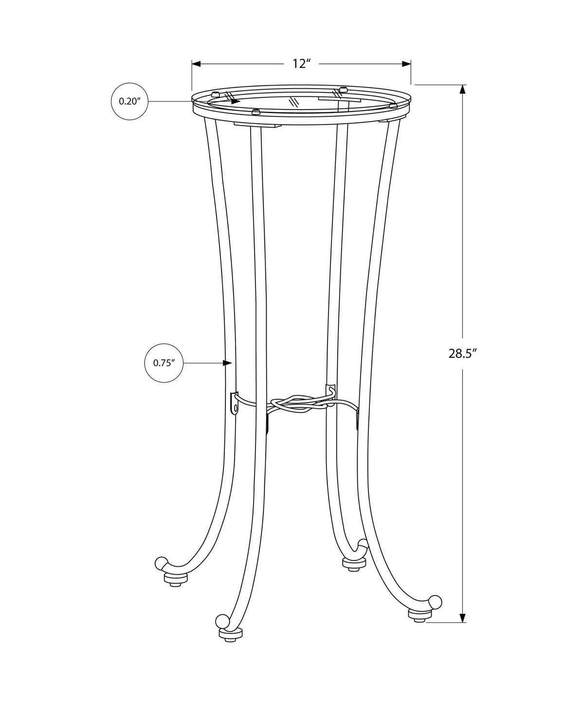 Round Accent Side Table | Black Finish | Plant Stand Design | 28.5 Inch Height