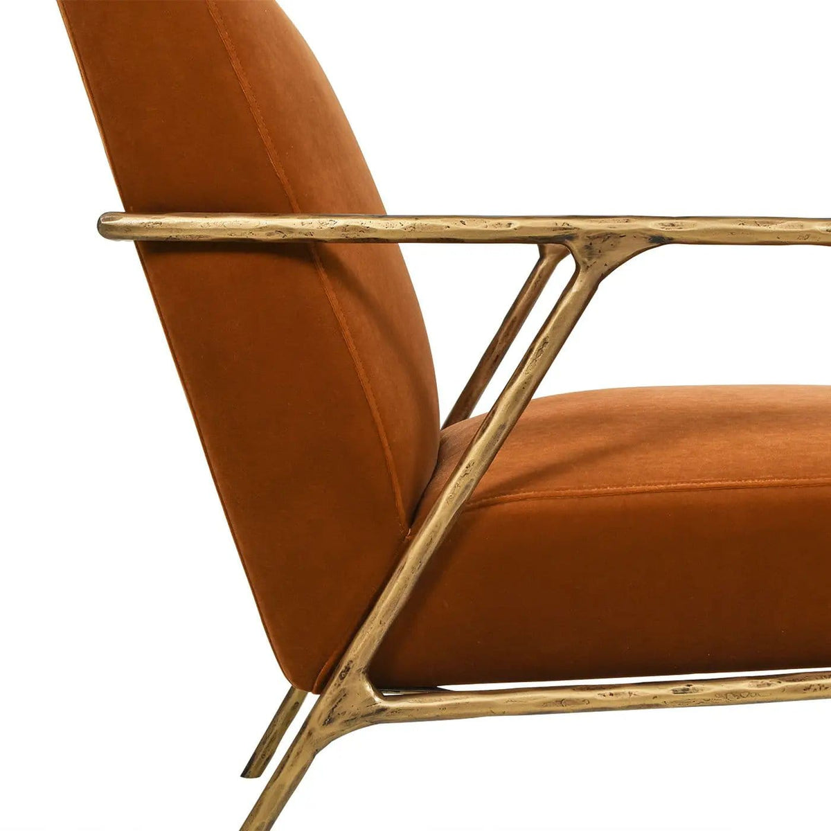 Aerin Hammered Brass Upholstered Accent Arm Chair | 2 Pieces | Iron & Metal | Living Room