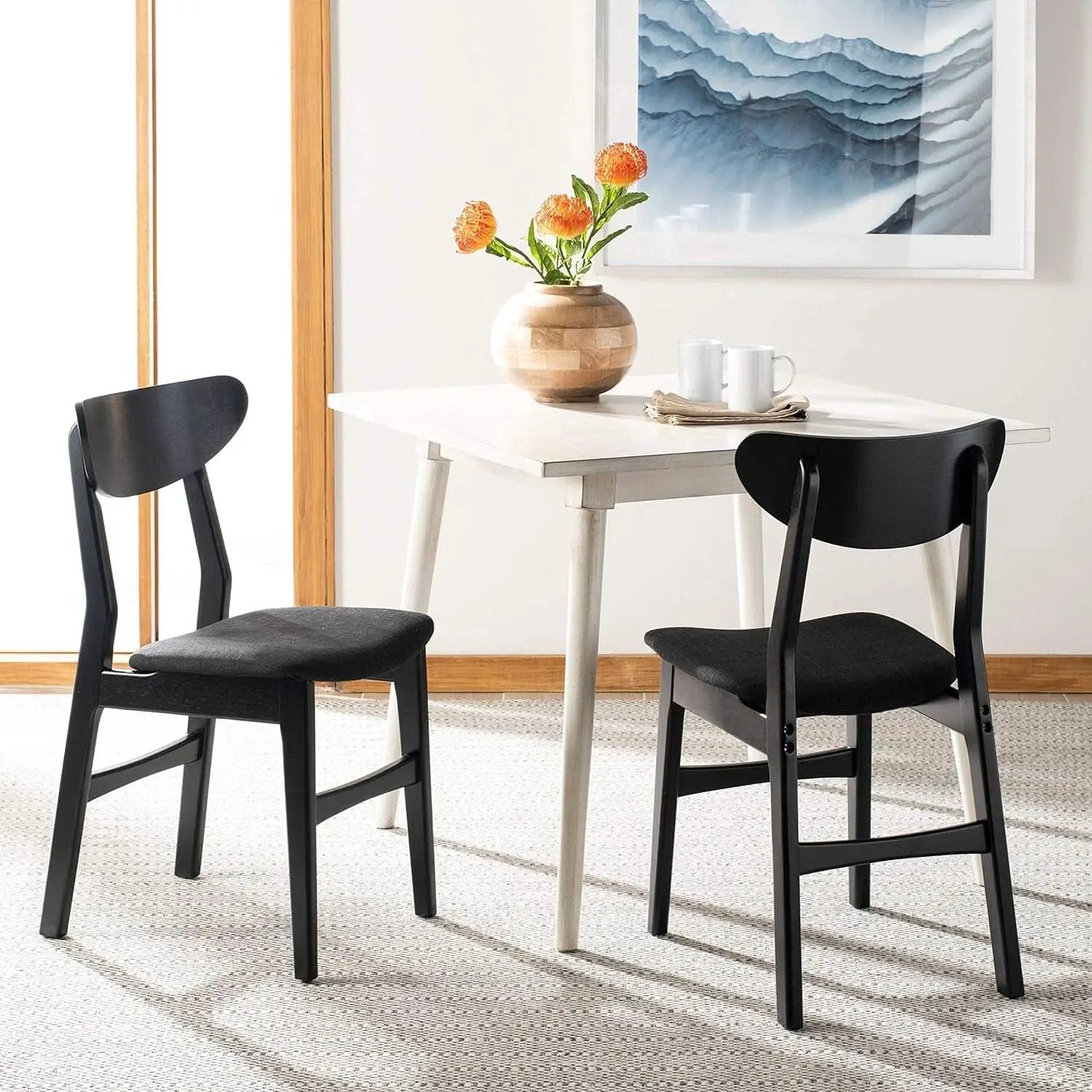 Home Lucca Retro Black Cushion Dining Chair Set Of 2 Wood from PriceLows™