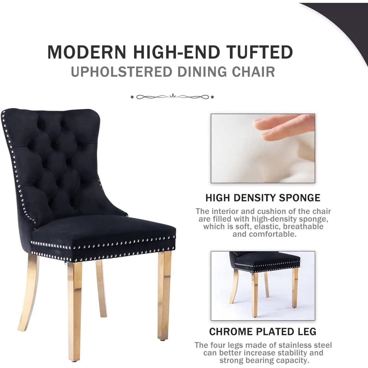 Velvet Wingback Dining Chairs Set Of 6 Mid Century Modern from PriceLows™