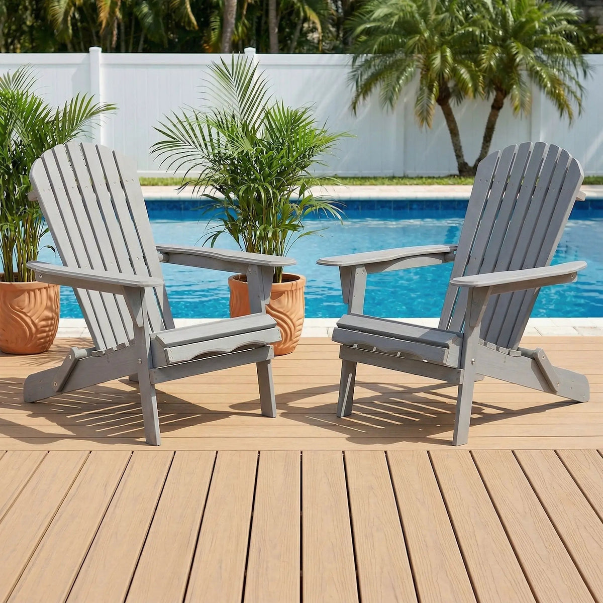 Oversize Folding Adirondack Chair | Premium Hemlock Wood | Pre-Assembled Parts | Patio And Garden