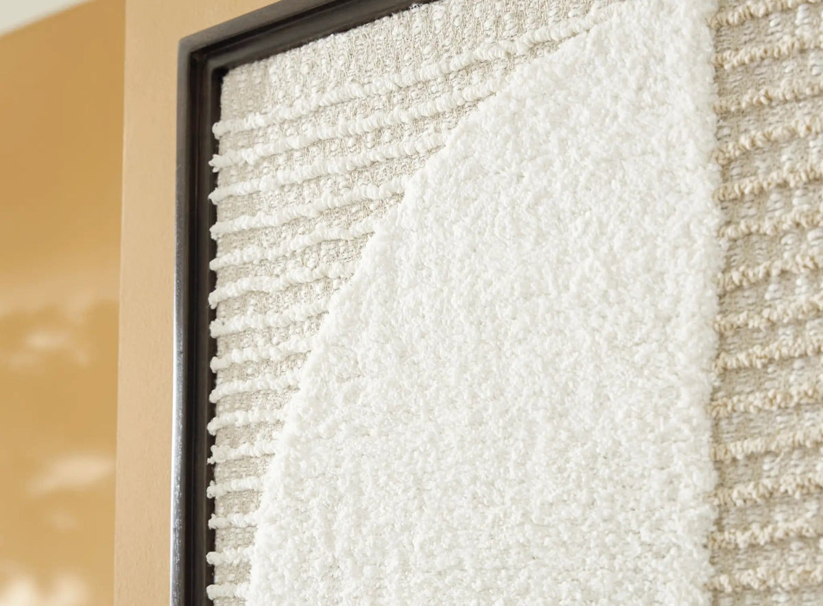 Bachard Wall Decor | 30.25 x 1.75 x 30.13 in | Fabric & Wood | Tan / White