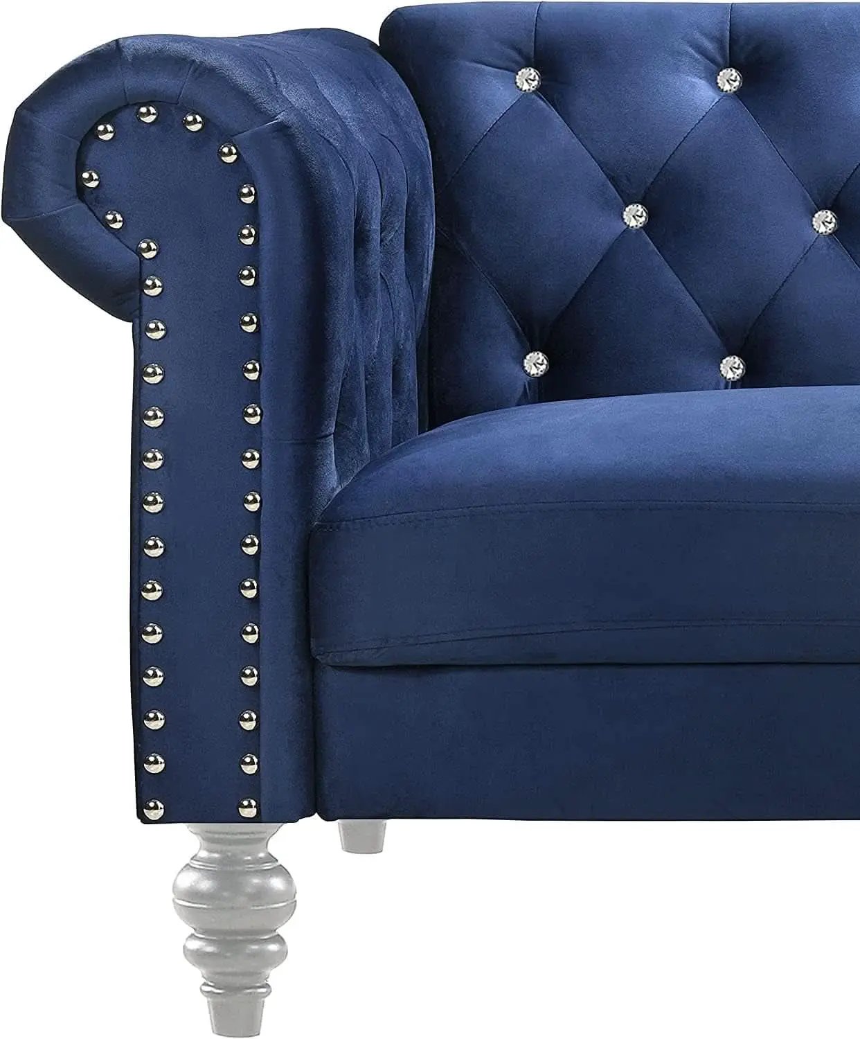 Royal Blue Crystal Tufted Velvet Sofa and Loveseat Set from PriceLows™