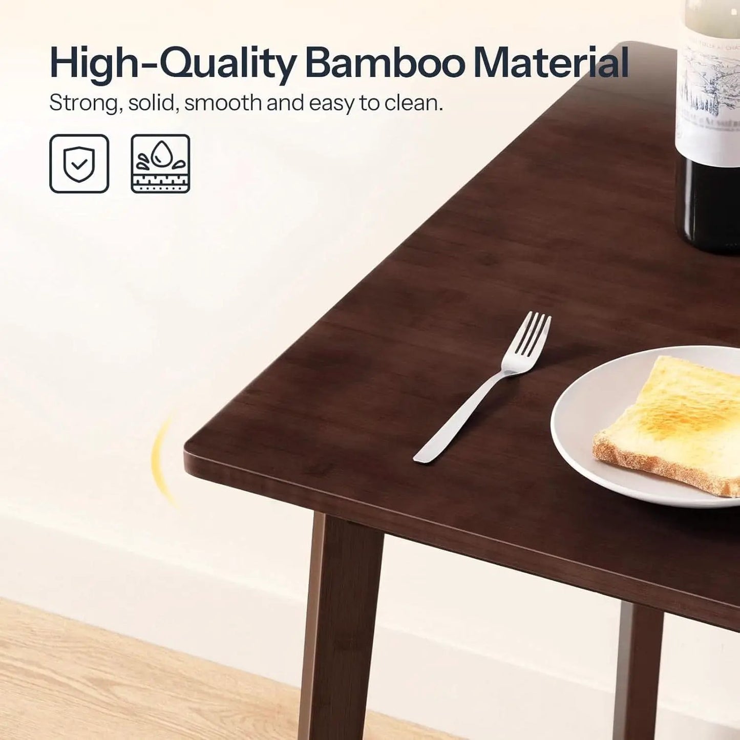 Brown Bamboo Square Dining Table 27.6 Inch For Small Spaces Easy Assembly from PriceLows™