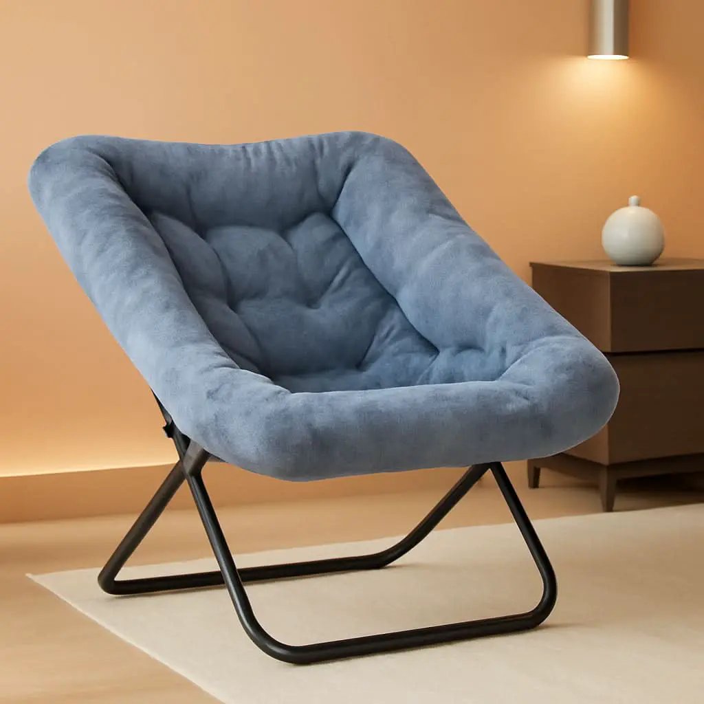 Oversized FauxFur Folding Lounge Chair Charcoal Gray from PriceLows™