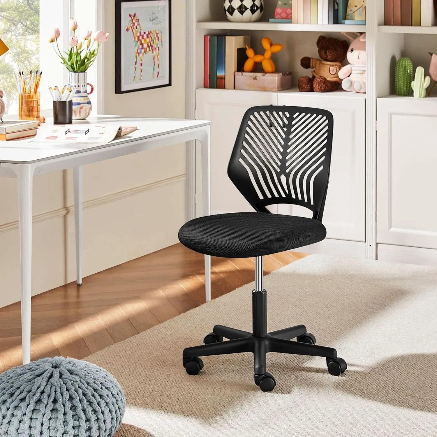 Low Back Armless Desk Chair With Lumbar Support Black from PriceLows™