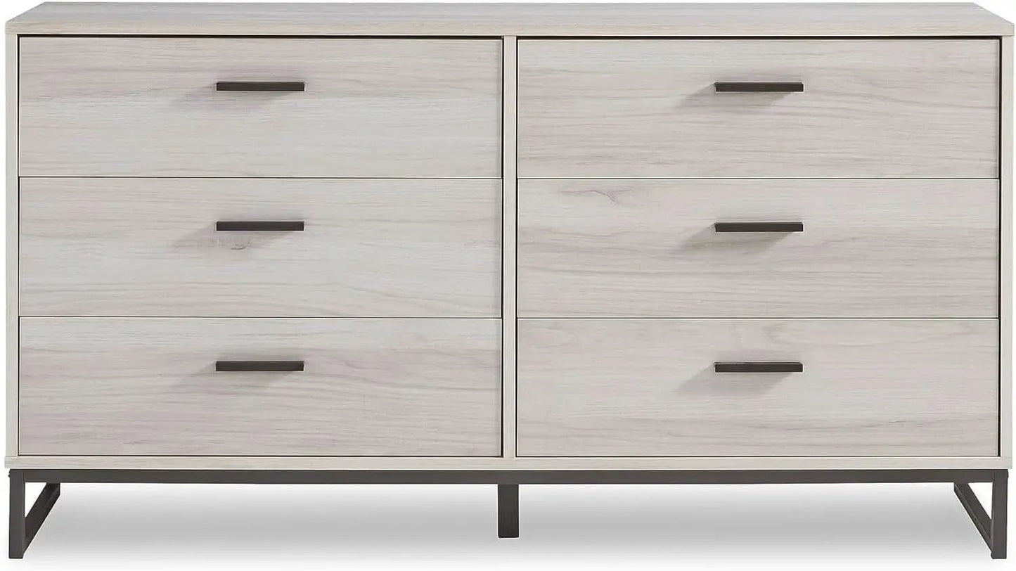 Socalle 59 Inch Beige 6 Drawer Dresser Engineered Wood from PriceLows™