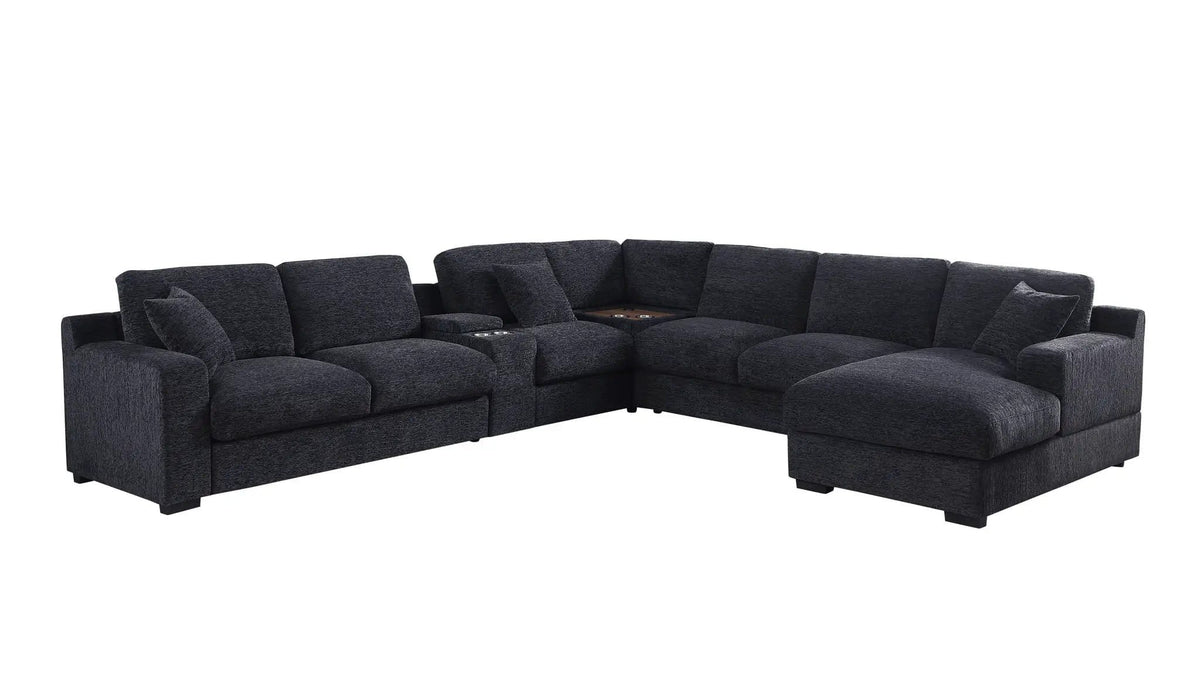 Celine Fabric Corner Sectional Sofa With Right-Facing Chaise, Cupholders, And | 3 Pieces | Fabric | Living Room